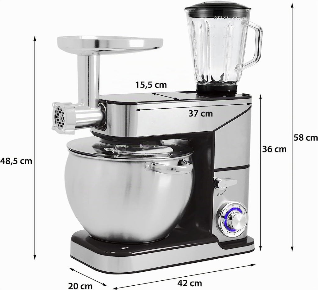 Impastatrice Planetaria Royalty Line 2500W 10 Litri | Robot da Cucina 3 in 1 in Acciaio INOX