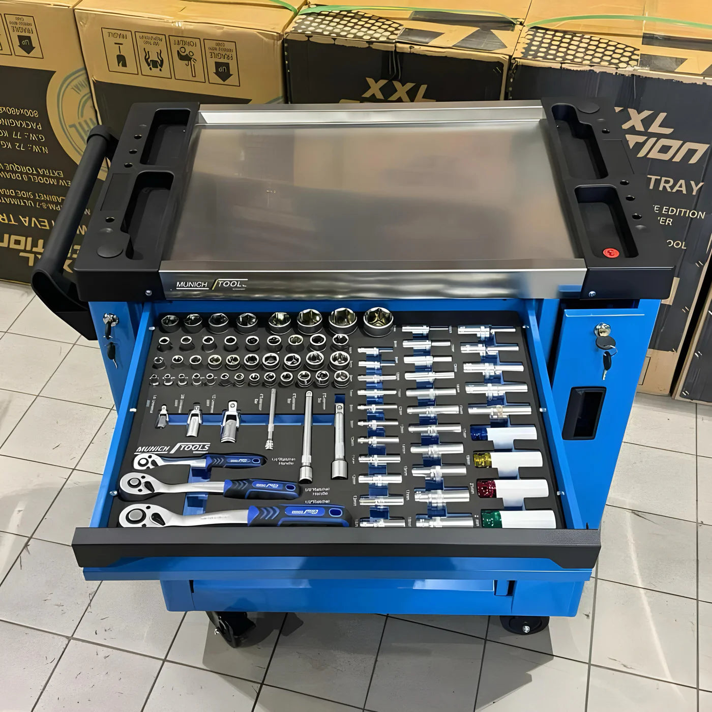 Carrello Portautensili Completo 8 Cassetti con 259 Utensili e Dinamometrica