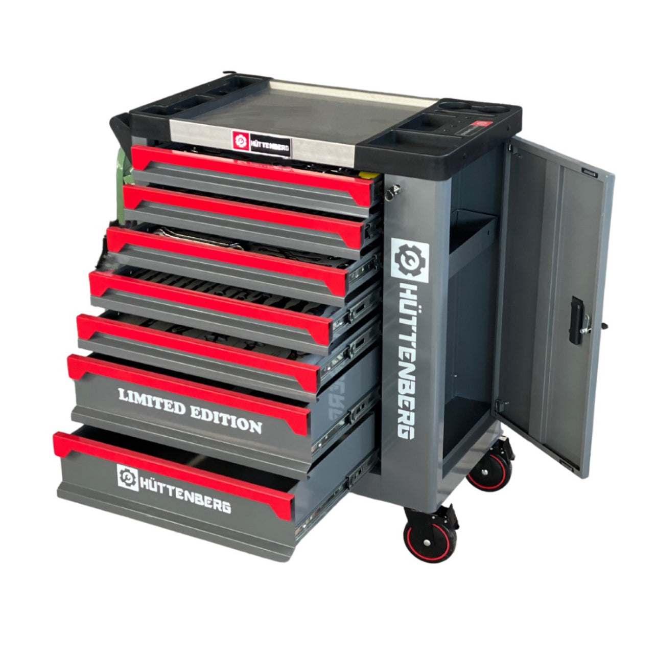 Carrello da Officina Professionale Hüttenberg 259 Pezzi | 7 Cassetti con Chiave Dinamometrica