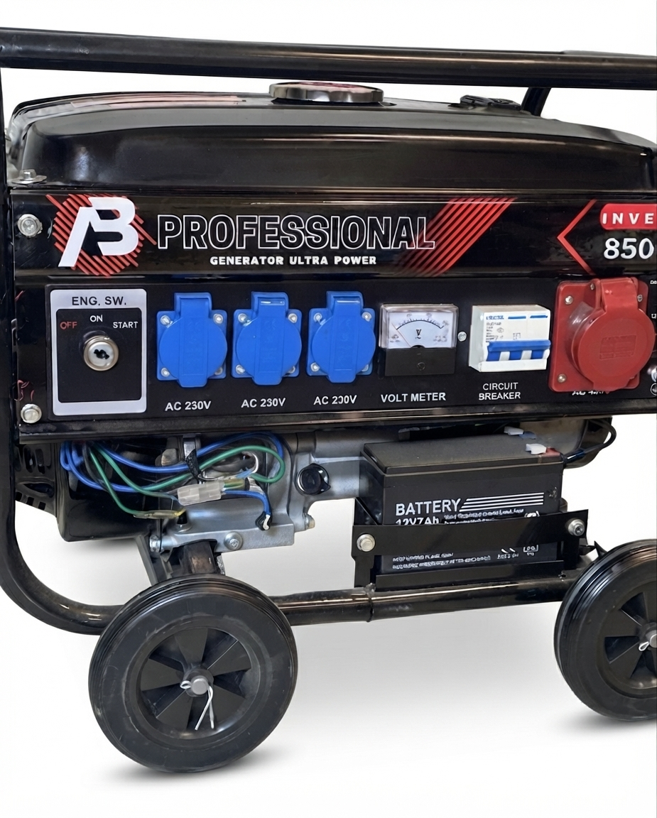 Generatore di corrente 8500w benzina inverter carrellato con ruote