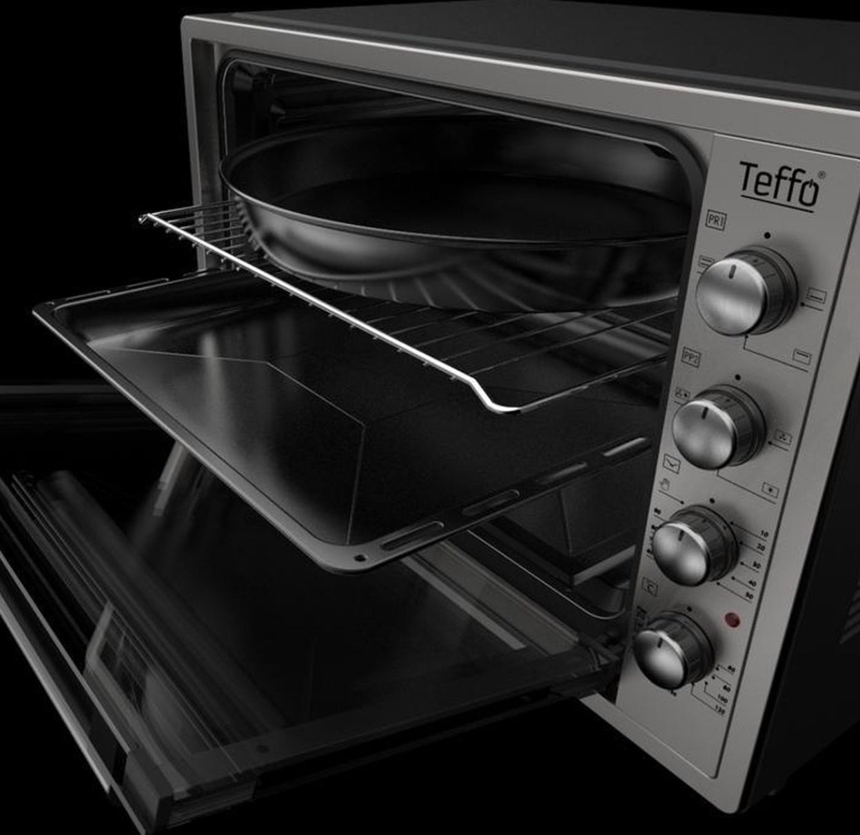 Forno Elettrico Ventilato Teffo 60 Litri 1900W | Temperatura Fino a 300°C e Doppio Vetro