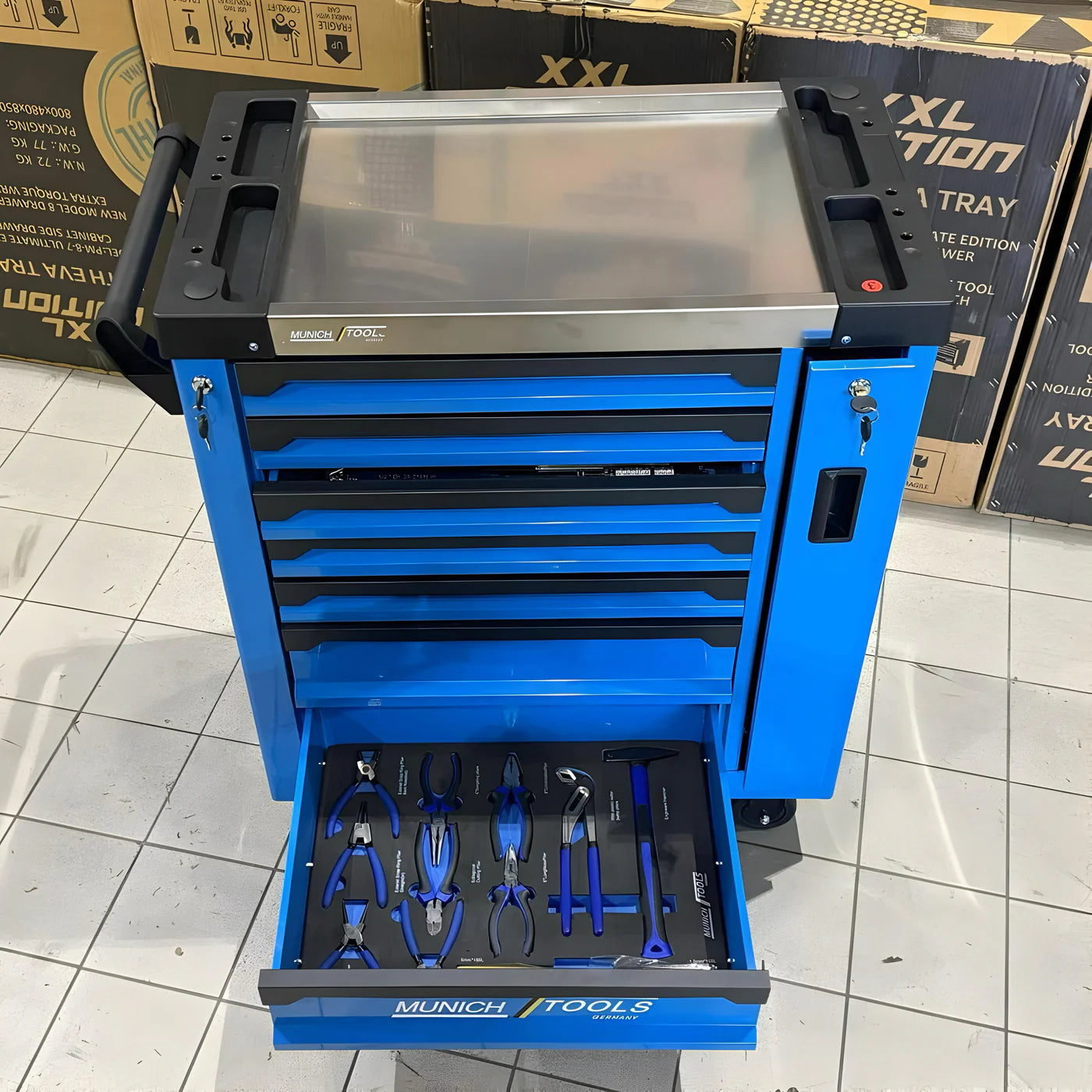 Carrello Portautensili Completo 8 Cassetti con 259 Utensili e Dinamometrica