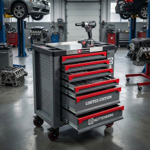 Carrello da Officina Professionale Hüttenberg 259 Pezzi | 7 Cassetti con Chiave Dinamometrica